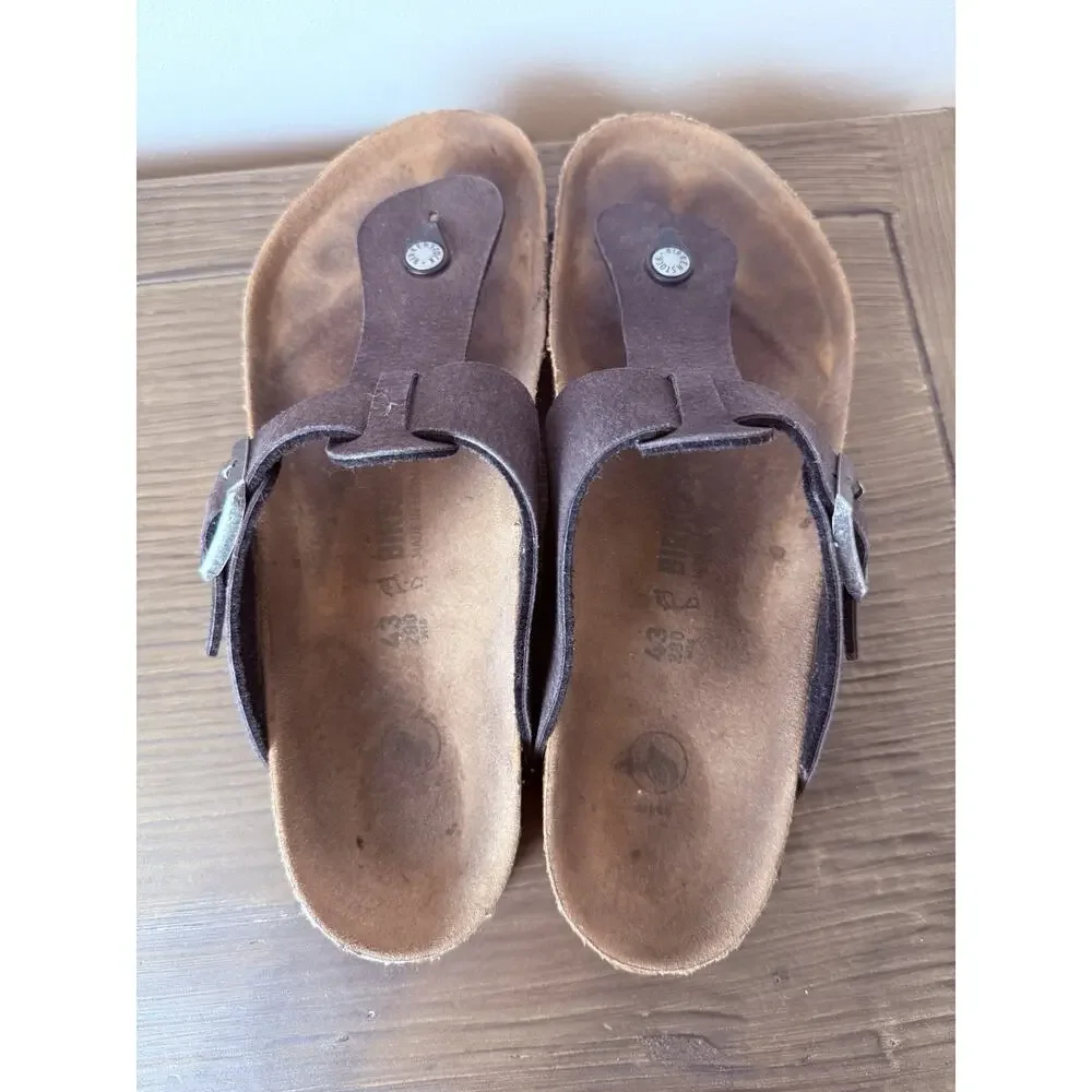 Birkenstock Men’s Ramses Thong Sandal Sz 43 US 10 Dark Brown Suede Gladiator